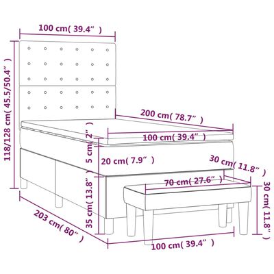 vidaXL Боксспринг легло с матрак, розово, 100x200 см, кадифе