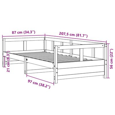 vidaXL Дневно легло без матрак, бял, 80x200 см, борово дърво масив