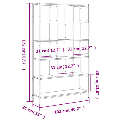 vidaXL Библиотека черна 102x28x172 см инженерно дърво