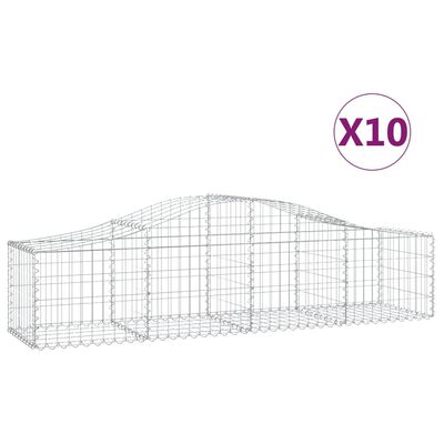 vidaXL Габионни кошници арка 10 бр 200x50x40/60 см поцинковано желязо