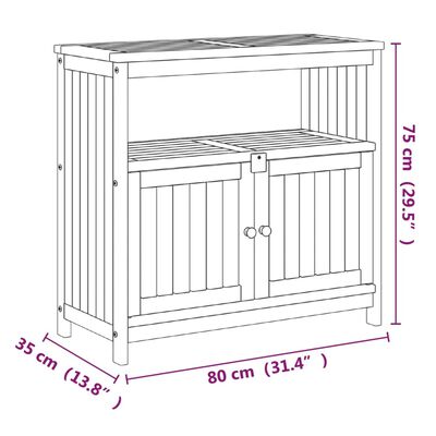 vidaXL Градинска конзолна маса, 80x35x75 см, акация масив