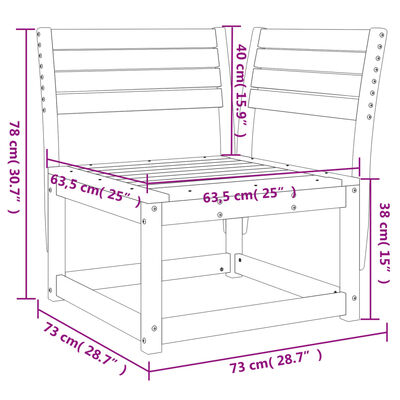 vidaXL Градински ъглов диван, 73x73x78 см, дугласка дървесина масив