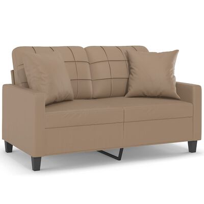 vidaXL 2-местен диван с декоративни възглавници капучино 120 см