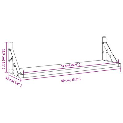 vidaXL Стенни рафтове, 2 бр, кафяв дъб, 60x15x15,5 см