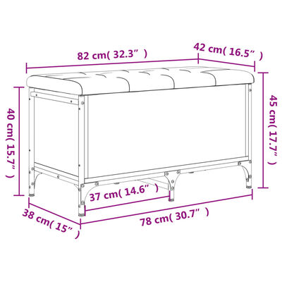 vidaXL Пейка за съхранение, сонома дъб, 82x42x45 см, инженерно дърво