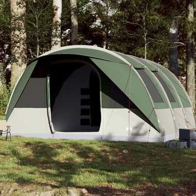 vidaXL Семейна палатка, тунелна, 7-местна, зелена, водоустойчива