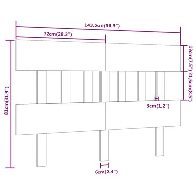 vidaXL Горна табла за легло, 143,5x3x81 см, бор масив