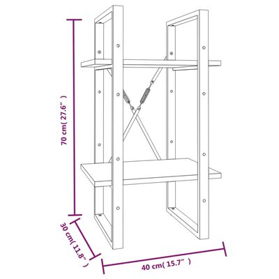 vidaXL Библиотека на 2 нива, сив сонома, 40x30x70 см, инженерно дърво