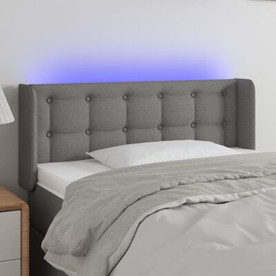 vidaXL LED горна табла за легло, тъмносива, 83x16x78/88 см, плат