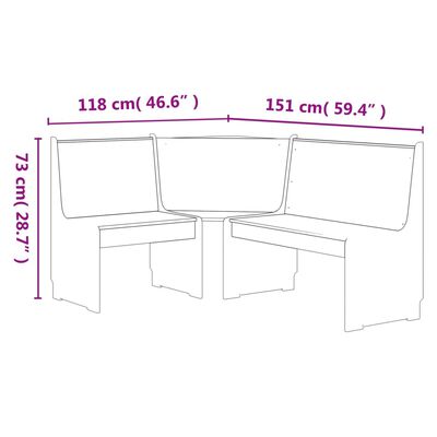 vidaXL Ъглова пейка REINE, 151 см, бор масив, меденокафяво и сиво