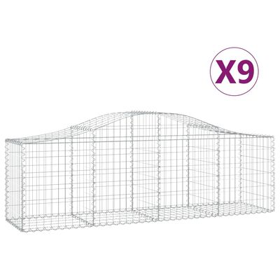 vidaXL Габионни кошници арка 9 бр 200x50x60/80 см поцинковано желязо