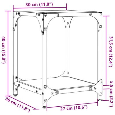 vidaXL Маси за кафе с прозрачен стъклен плот 2 бр 30x30x40 см стомана