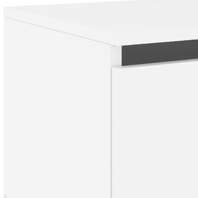 vidaXL Нощни шкафчета за стена с LED осветление, 2 бр, бели
