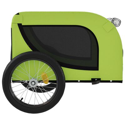 vidaXL Ремарке за колело за любимци зелено черно Оксфорд плат и желязо