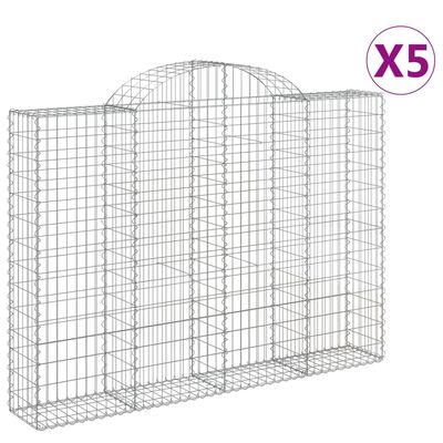 vidaXL Габионни кошници арка 5 бр 200x30x140/160 см поцинковано желязо