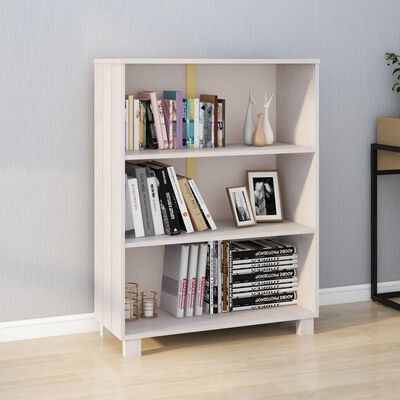 vidaXL Шкаф за книги HAMAR, бял, 85x35x112 см, борово дърво масив