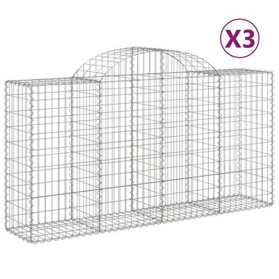 vidaXL Габионни кошници арка 3 бр 200x50x100/120 см поцинковано желязо