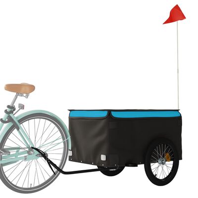 vidaXL Ремарке за велосипед, черно и синьо, 45 кг, желязо