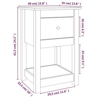 vidaXL Нощно шкафче, 40x35x61,5 см, борово дърво масив