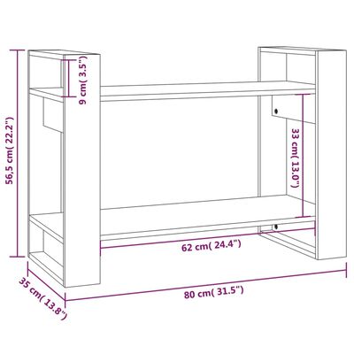 vidaXL Библиотека/разделител за стая, 80x35x56,5 см, бор масив