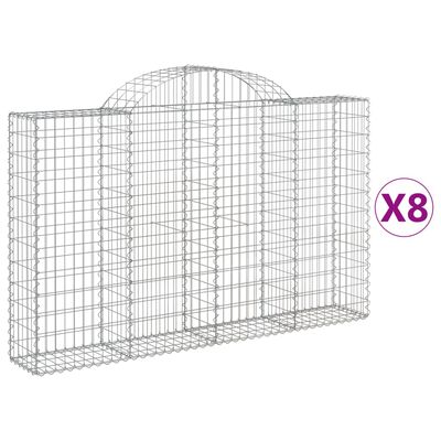 vidaXL Габионни кошници арка 8 бр 200x30x120/140 см поцинковано желязо