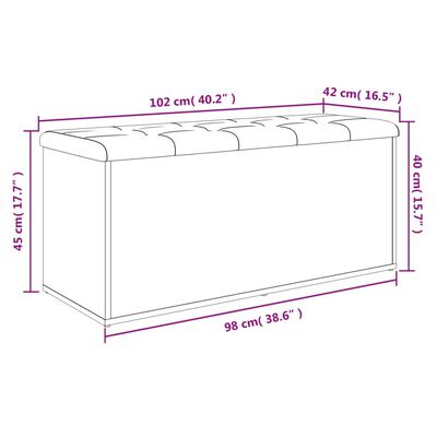 vidaXL Пейка за съхранение, сив сонома, 102x42x45 см, инженерно дърво