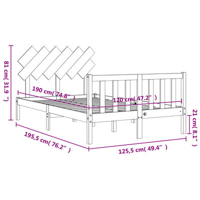 vidaXL Рамка за легло с табла 4FT Small Double масивна дървесина