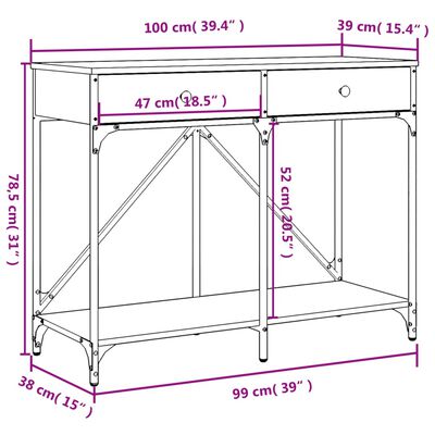 vidaXL Конзолна маса, опушен дъб, 100x39x78,5 см, инженерно дърво