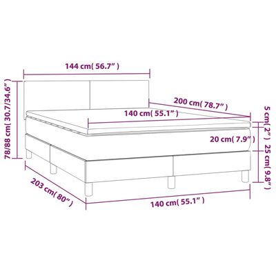 vidaXL Боксспринг легло с матрак и LED черно 140x200см изкуствена кожа