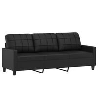 vidaXL 3-местен диван, черен, 180 см, изкуствена кожа
