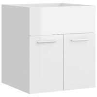 vidaXL Долен шкаф за мивка, бял гланц, 41x38,5x46 см, инженерно дърво