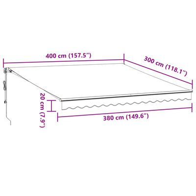 vidaXL Автоматично прибираща се тента с LED антрацит и бял 400x300 см