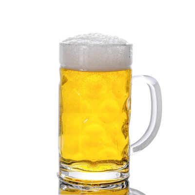 vidaXL Халби за бира с дръжка, стъкло, 6 бр, 500 мл