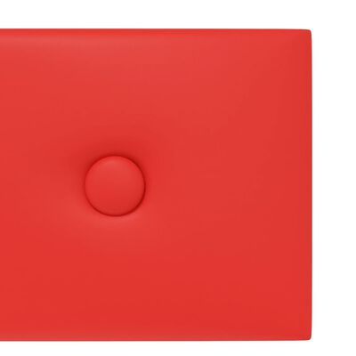 vidaXL Стенни панели 12 бр червени 60x15 см изкуствена кожа 1,08 м²
