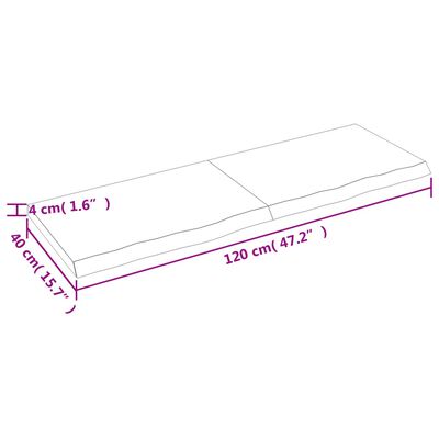 vidaXL Плот за маса тъмнокафяв 120x40x(2-4) см обработен масивен дъб