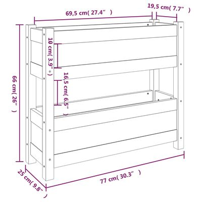 vidaXL Плантер, 77x25x66 см, борово дърво масив