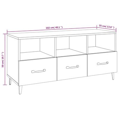 vidaXL ТB шкаф, сив сонома, 102x35x50 см, инженерно дърво