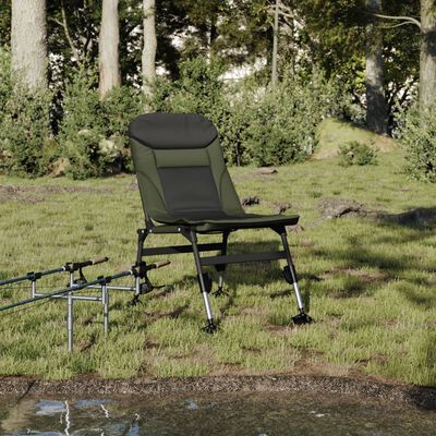 vidaXL Риболовен стол с регулируеми лапи за кал, сгъваем, зелен