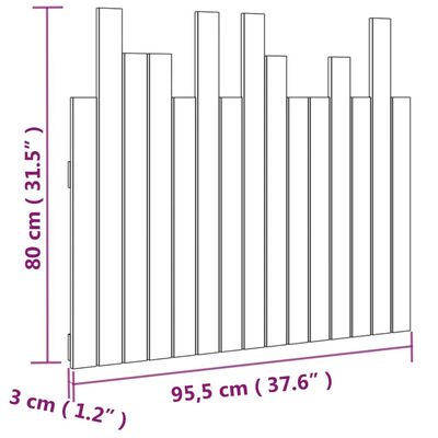 vidaXL Стенна табла за спалня, 95,5x3x80 см, борово дърво масив