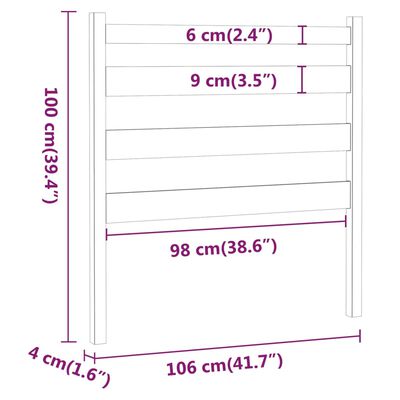 vidaXL Горна табла за легло, 106x4x100 см, бор масив