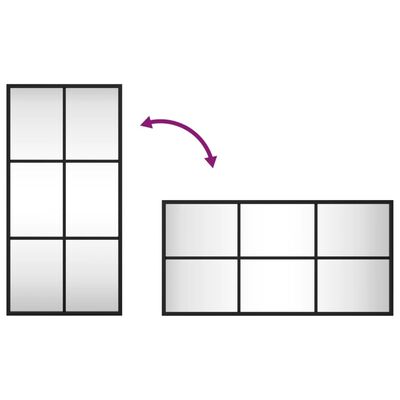 vidaXL Стенно огледало, черно, 30x60 см, правоъгълно, желязо