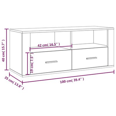 vidaXL ТB шкаф, сив сонома, 100x35x40 см, инженерно дърво