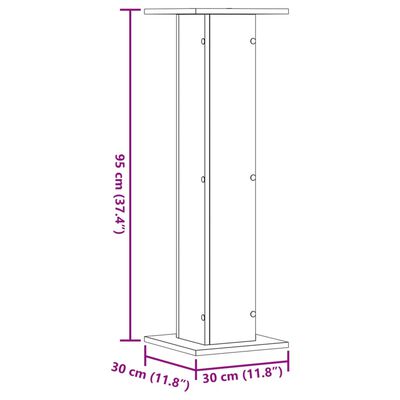 vidaXL Стойки за тонколони 2 бр старо дърво 30x30x95см инженерно дърво