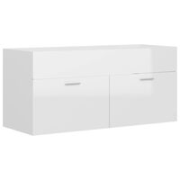 vidaXL Долен шкаф за мивка, бял гланц, 100x38,5x46 см, инженерно дърво