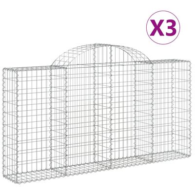 vidaXL Габионни кошници арка 3 бр 200x30x100/120 см поцинковано желязо