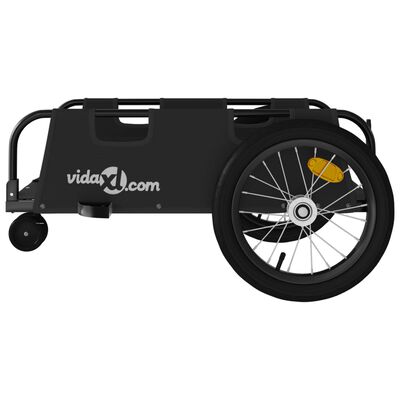 vidaXL Ремарке за колело, черно, Оксфорд плат и желязо