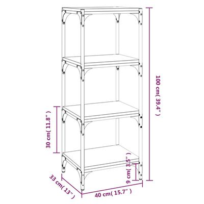 vidaXL Библиотека сив сонома 40x33x100 см инженерно дърво и стомана