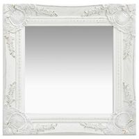 vidaXL Стенно огледало, бароков стил, 40x40 см, бяло