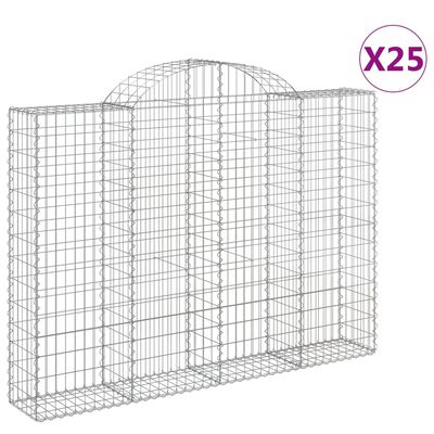 vidaXL Габионни кошници арка 25 бр 200x30x140/160см поцинковано желязо