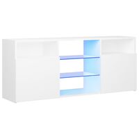 vidaXL ТВ шкаф с LED осветление, бял, 120x30x50 см